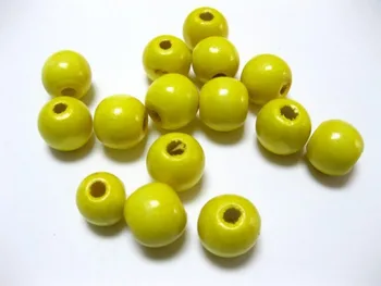 50 Dzeltena Apaļa Koka Krelles 16 mm~Koka