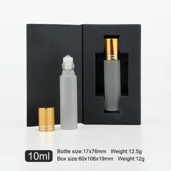 50 Gab./daudz 10ml Mini Uzpildāmas Smaržu Pudeles Iepakojuma kaste Matēta Stikla Roll Ēteriskās Eļļas Pudelīte Tukša Smaržu Paraugu Pudele