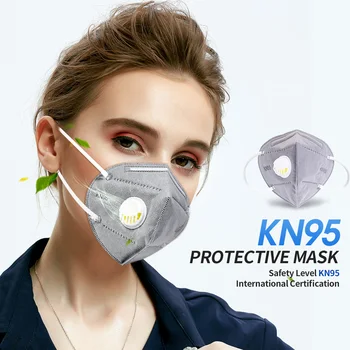 50 gab. kn95 maska ffp2 masque 5 slāņu filtrēšanas aizsardzības masku, elpojošs nepievelk putekļus un pretvēja maska ar elpošanas vārsts