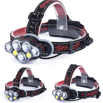 50000LM Lukturu T6+sarkano COB LED Galvas Lukturis USB Rechargeabl Galvas Gaismas 8 Režīmi Laternu Apgaismojums Lukturītis Lukturītis+18650 Akumulatoru