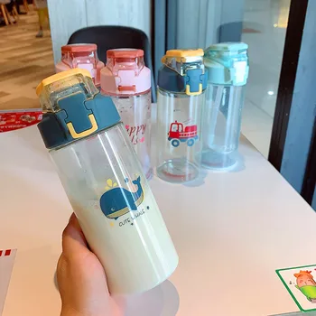 500ml Gudrs Ūdens Pudele Ar Salmiņu, hermētiskos Bērni bērnu Sporta Plastmasas Pudele Ar Rokturi BPA Free Dzērienu Pudeles