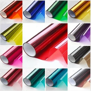 50cmx150cm Krāsas dekoratīvais stikls logu plēves, izolācijas sauļošanās pierādījumu membrānu bi-color logu uzlīmes Specials vinilos