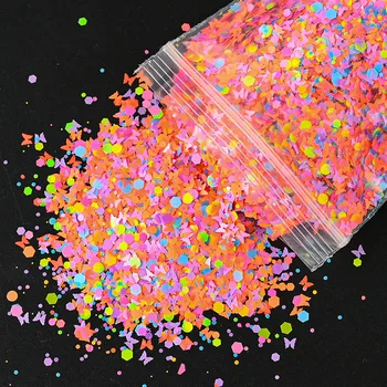 50g/Maiss Tauriņš/Sešstūra/Apaļas Formas Nagu Art Glitter Pārslas 3D Krāsaini Vizuļi polijas Manikīrs, Nagu Rotājumi TCY-7JHU5
