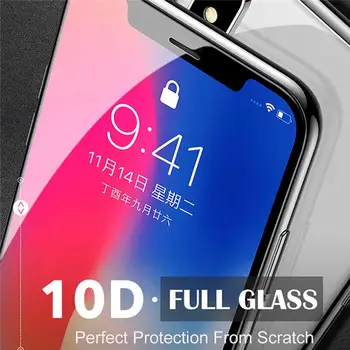50gab 10D Glass Screen Protector For iPhone 12 11 Pro Max XS X 8 7 6S Plus SE2 Pilns Pārklājums Vāks Rūdīta Stikla Filmu Par 12 Pro