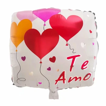 50gab 18inch spāņu Laimīga Diena, es Mīlu Tevi, Folija Mylar baloni Mīlestību Sirdī kāzu Valentīna Dienā Hēlija Balons Gaisa Globos Bumbu
