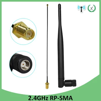 50gab 2.4 GHz Antenu wifi 5dBi WiFi Antena, RP-SMA Male 2.4 ghz antena wi fi Maršrutētāju+ PCI U. FL IPX, lai RP SMA Male Bize Kabelis