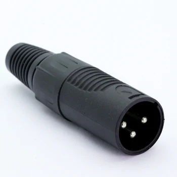 50gab 3pins XLR male plug connector, Audio Mikrofons/MIC, Augsta kvalitāte, Melns krāsa, kabelis izmērs līdz 6,0 mm