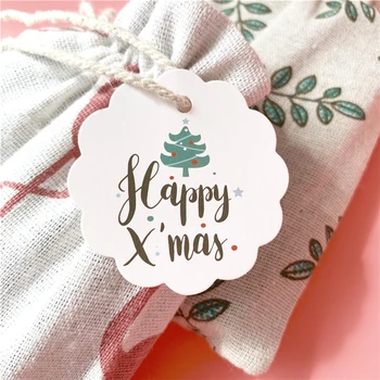 50gab Cute Christmas tags Dāvanu wrap norāda, Kūku dekorēšanas etiķetes, Kartona Ziemassvētku dizaina nelielu frāzi Konfektes soma apdare karte