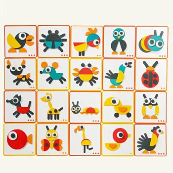 50gab Dzīvnieku Koka Jigsaw Puzzle Board Uzstādīt Krāsains Bērnu Izglītojošas Koka Rotaļlietas Bērniem Mācību Jaunattīstības Rotaļlietas