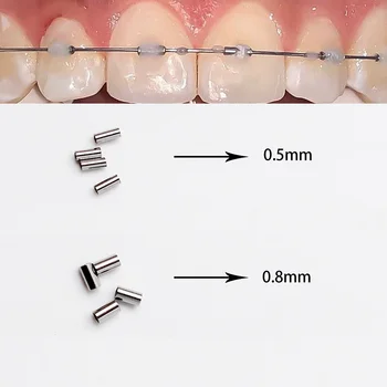 50gab/iepak Ortodontijas mini crimpable apstājas 0.5 mm 0.8 mm archwire Turētājs Ortodontijas Zobu leņķis ortodontijas vadi