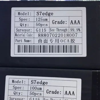 50gab/maiss 100um 125um hibrīda OCA filmu līmi samsung S6 S7 malas S8 S9 S10 plus Piezīme 8 9 10 lcd ekrāns, Optisko Skaidrs, Līmes