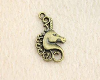 50gab/partija, 26*15mm seno bronzas Unicorn šarmu, Kuloni DIY rotaslietas aproce, kaklarota, auskari