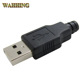 50gab USB Male Spraudnis-Ligzda Savienotāja Adapteri & Plastmasas Vāks DIY USB Spraudņa Adapteris, USB Pieslēgvieta USB Ligzda Black HY201
