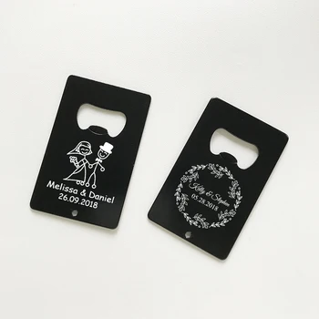 50x Personalizētu Kāzu Dāvanu Viesu Black Kredītkartes Pudele Nazis Lāzera Iegravēts Pudele Nazis Personalizētu Kāzu Favor
