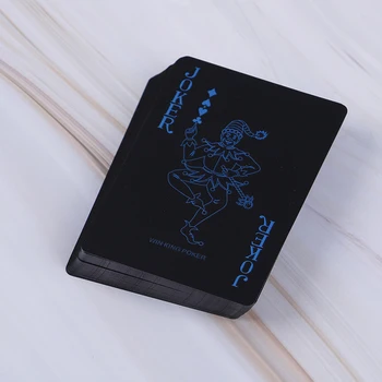 54pcs Klāja Pokera Kvalitātes Ūdensizturīgs PVC Plastmasas Spēļu Kārtis Uzstādīt Tendence Klasisks Burvju Triki Līdzeklis Pure Black Magic Box-iepakoti