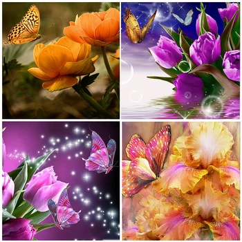 5D Dimanta Krāsošana Butterfly Ziedu Pilna Kārtas Urbt Izšuvumi DIY Dzīvnieku Izcelsmes Apdare Mozaīkas Kristāla Cross Stitch Roku darbs