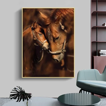 5D Dimanta Krāsošana Dzīvnieku Pilna Apaļā Dimanta Mozaīkas Zirgu Pāris, Dzīvnieku Modelis Rhinestone Attēlu Izšuvumu Pārdošana, Mājas Dekoru