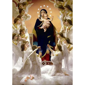 5D DIY Dimanta Izšūšanas darbi ar Dimanta Glezna Krustdūrienā Komplekti Rhinestone Krāsošana Reliģisko Jaunava Marija, eņģelis Mozaīkas Attēlu