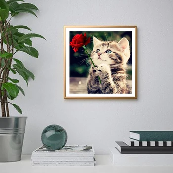 5D DIY Dimanta Krāsošana Kaķis Cross Stitch Pilna Apaļa Kvadrātveida Urbt Dzīvnieku Izšuvumi Priekšstatu par Rhinestones Mozaīkas Dekori Mājas Dāvanu