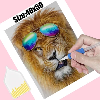 5D DIY dimanta Krāsošana pilnu kvadrātveida urbt izšuvumi smieklīgi lauva Dimanta Mozaīkas Cross Stitch Mājas Dekoru, Dāvanu AX0513
