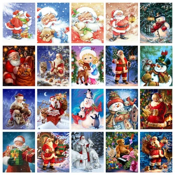 5d Pilnu Kvadrātveida Dimanta Gleznu Izšūšana Krustdūrienā Santa Claus Par Ziemassvētku Dāvanu Dimanta Mozaīkas Rokdarbi Mākslas Apdare