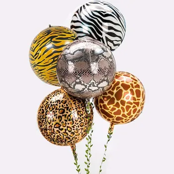 5gab 18/22inch Dzīvnieku Iespiesti Žirafe Tīģeris, Leopards, Zebra Modelis Apaļu Balonu Džungļu Tēma, Dzimšanas dienu, Bērnu Dušas Kāzu Dekori