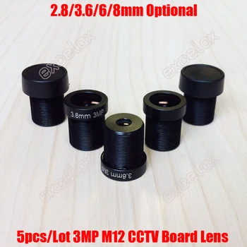 5GAB 3MP 2.8 mm 3.6 mm 6 mm 8 mm F2.0 CCTV Fixed Iris IS Valdes Objektīvs M12 MTV Interfeiss Stiprinājums videonovērošana Analogā IP Kameras