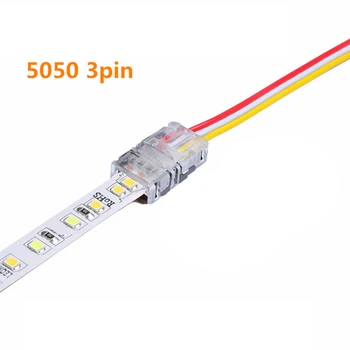 5gab/daudz 3pin 10mm LED Slokšņu Savienotājs 3528 5050 led Sloksnes ar Vadu/Sloksnes Savienojumu IP65 IP20 Izmantot Termināli