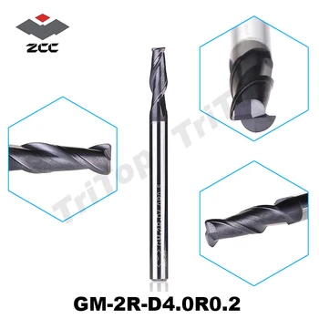 5gab/daudz ZCC.CT GM-2R-D4.0 R0.2 Cementēts volframa Karbīds 2-flauta R beigām stāvi ar taisnu kātu 4.0 mm Rīks diametrs ir 0,2 mm Rādiusu
