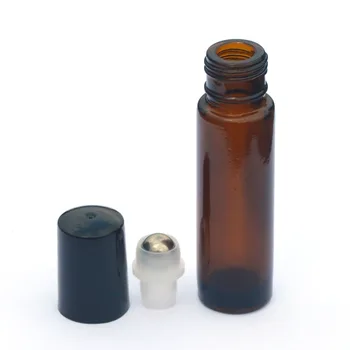 5gab Dzintara Rullīti Uz Stikla Pudele Tukša Smaržas Ēteriskās Eļļas Pudele 10ml Roll-On Parauga Pudele