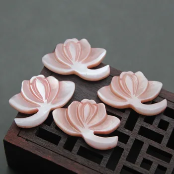 5gab / maiss dabiskie saldūdens shell 20x25mm krāsoti cirsts lotosa zieds, rotaslietu izgatavošana DIY matu klipu broša rotaslietas piederumu