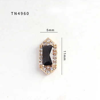 5gab TN4961 Zelta Black Sakausējuma Zircon Nail Art apdare rotaslietas Rhinestones dekoru nagus, aksesuāri, piederumi, rotājumi piekariņi