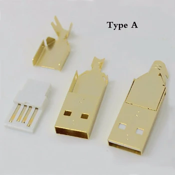 5gab USB 2.0, A tips, male plug +5gab USB 2.0, B Tips, male plug mini USB ligzda spraudnis DIY