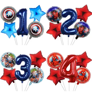 5gab Zirnekļcilvēka Captain America Folija Baloni, Komplekts 32 Collu Skaitu Piepūšamo Balonu, Bērnu Dzimšanas dienas Dāvanas Baby Dušas Dekori