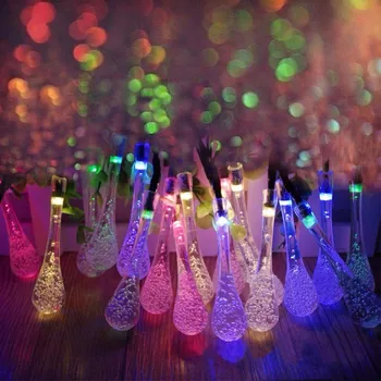 5m 20 LED Saules Powered Ūdens Piliens String Gaismas LED Pasaku Gaismas Kāzu Ziemassvētku Puse Festivāls, Āra Iekštelpu Apdares