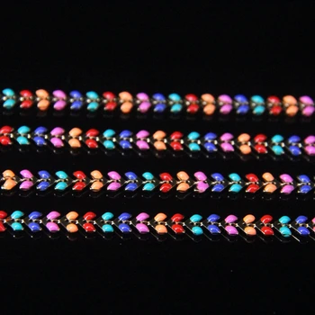 5Meter Krāsainu Emalju Fishbone Fāzēm sānslīdi kaklasaite ar Vara Pārklājumu, Zelta Ķēdes,Lampwork Chevron Saiti Rožukroni Ķēde, Kaklarota, Rotaslietas Bulk