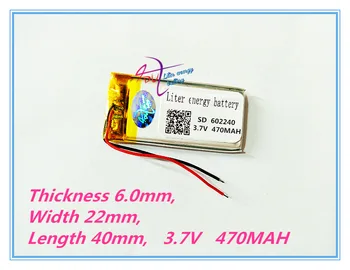 (5pieces/lot)602240 3,7 V 470MAH litija-jonu polimēru akumulatora kvalitātes preces kvalitāti CE, FCC, ROHS sertifikācijas iestāde
