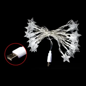 5V USB Powered 20/40/80 LED Pasaku String Snowfake Gaismas Lampa Kāzu Ziemsvētki Puse Āra Iekštelpu Mājas Istabas Interjeru