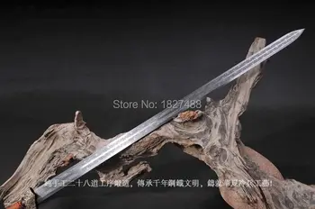6 Pusē Mangāna Tērauda Cirsts Asmens Hand-made Asu Double edge Ķīniešu Zobenu Han Jian