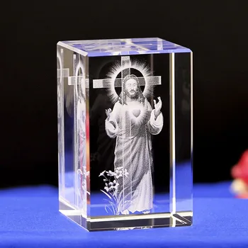 6 Veidu Kristiešu Katoļu Jēzus Portrets, Kristāla Rotājumi Radošo 3D Lāzera Graviera Cube Home Decoration Accessories Mūsdienu