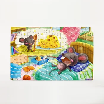 60 Gab./kaste Bērniem, Multiplikācijas filmu Koka Puzzle Ķīniešu Zodiaka Dzīvnieku Puzzle Bērnu Agrīnās Izglītības Mācību Rotaļlietas ar Dzelzs Kaste