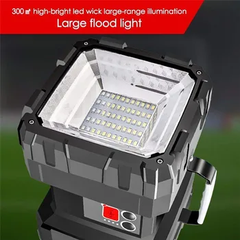 60W LED Ūdensizturīgs Lādējams Dubultā Galva Prožektors, Rokas Lukturīti, Darba Gaisma Super Spilgti Spotlight + Floodlig