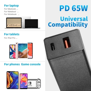65W GaN Lādētāja Adapteri PD USB Ātrās Uzlādes Adapteri iPhone 12 Macbook Pro Samsung Tablet Tālrunis Quik Lādētāju 3.0 4.0