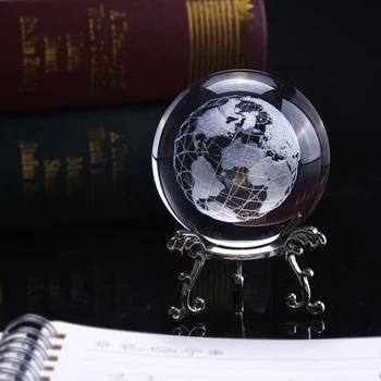 6cm 3D Zemes Miniatūra Lāzera Iegravēts Kristāla Bumbu, Stikla, Kristāla Globusa Laivas Rotājumu Mājas Apdares Jomā Dāvanu