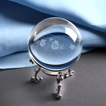 6CM Lāzera Iegravēts Saules Sistēmas Bumbu 3D Miniatūrā Planētas Modelis Sfērā Stikla Globuss, Ornamentu, Mājas Dekoru, Dāvanu Astrophile