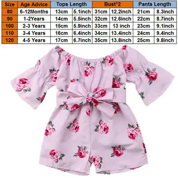 6M-5T Romper Toddler Girl Vasaras Apģērbs Princese Baby Toddler Meitene Romper Ziedu Pie Pleca Romper Sunsuit Bērnu Apģērbs