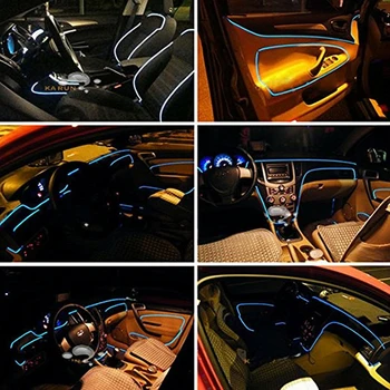 6m Balss Skaņas Aktīvo RGB LED Auto salona Apgaismojuma Multicolor EL Neona Sloksnes Gaismas, Bluetooth Telefona Kontroles Atmosfēru Gaisma 12V