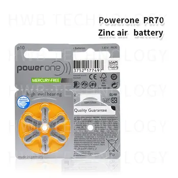 6PCS/loti(1 gab.) PowerOne PR70 P10 A10 S10 cinka gaisa poga bateriju Dzirdes Bezmaksas piegāde