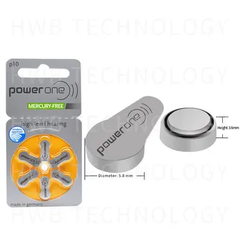 6PCS/loti(1 gab.) PowerOne PR70 P10 A10 S10 cinka gaisa poga bateriju Dzirdes Bezmaksas piegāde