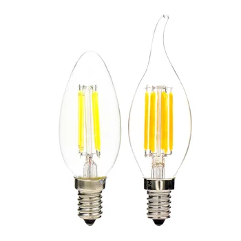 6Pcs Retro Vintage LED Spuldzi (Edison Sveču Gaismas Spuldzes E14 Kvēldiega Gaismas AC 110V220V Stikla Spuldzes Lampas 2W 4W 6W LED Spuldzes Lustra